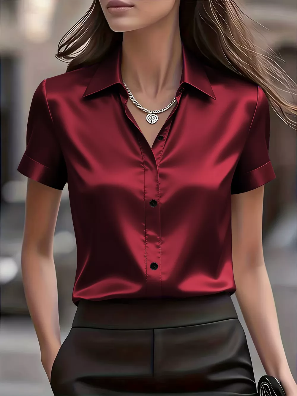 Satin Short-Sleeve Shirt