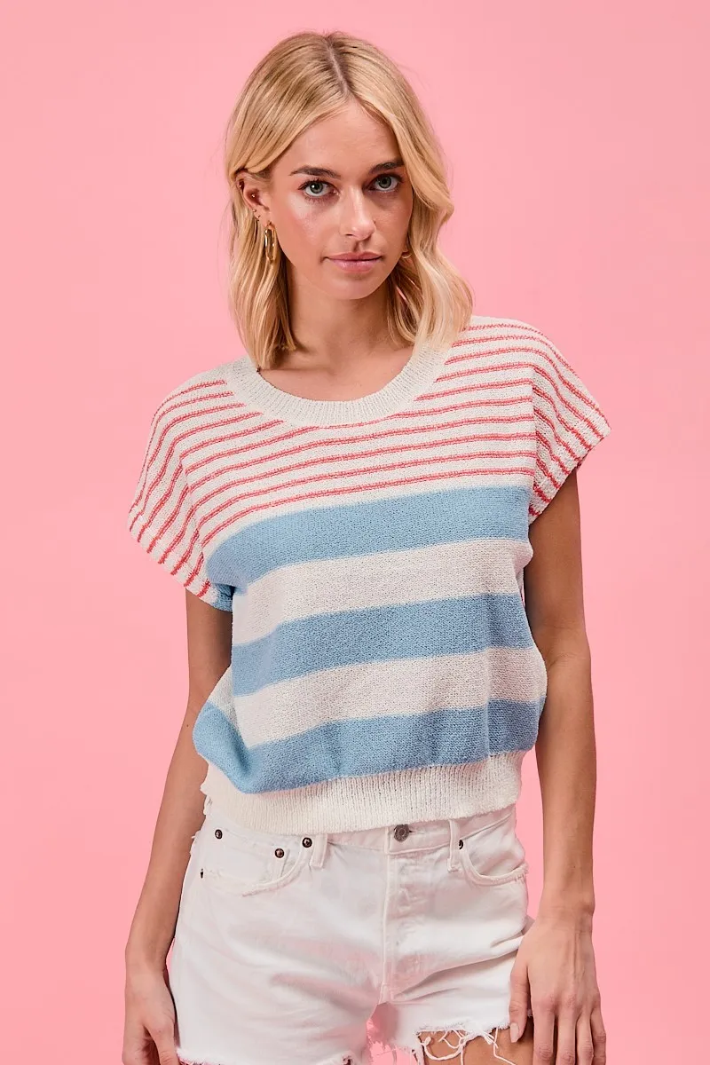 Stripes Lightweight Short Sleeve Sweater, image 3