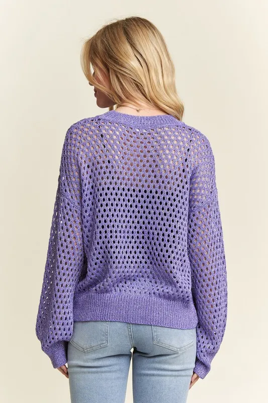 Round Neck Lurex Crochet Top, image 3