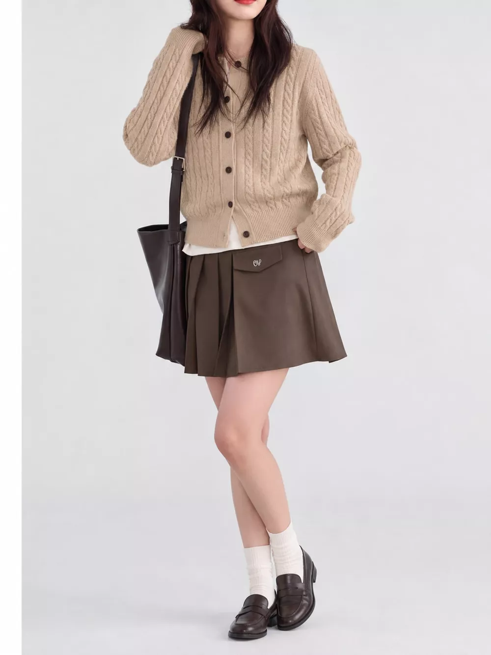Cable-Knit Button-Down Cardigan, image 8