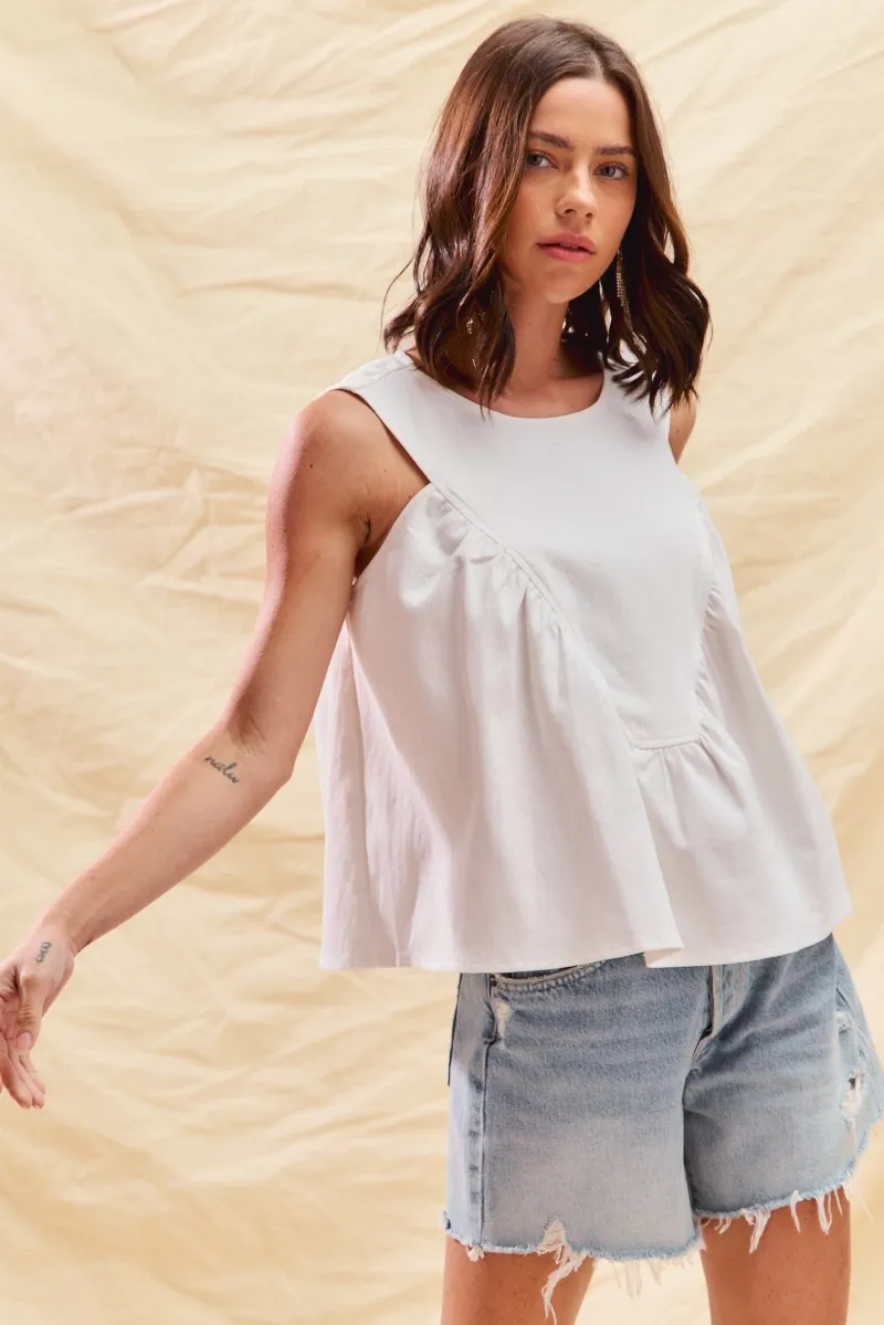 Game Day Color Denim Ruched Sleeveless Top, image 3