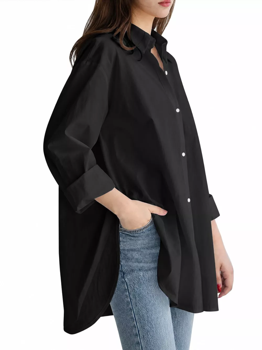Full Size Oversized Button-Down Long Sleeve Shirt Plus Size, image 7