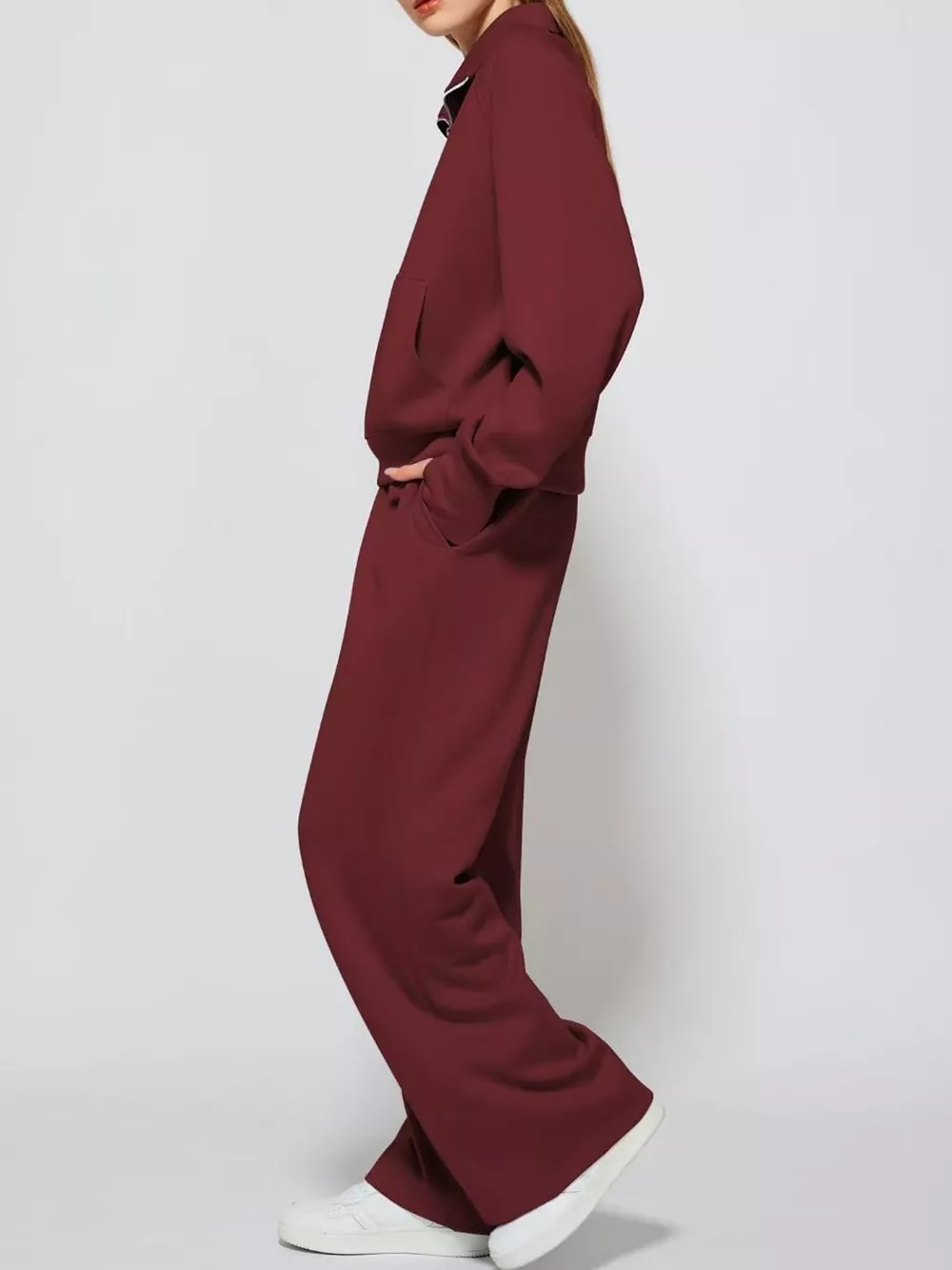 Half-Zip Sweatshirt and Wide-Leg Pants Set, image 62