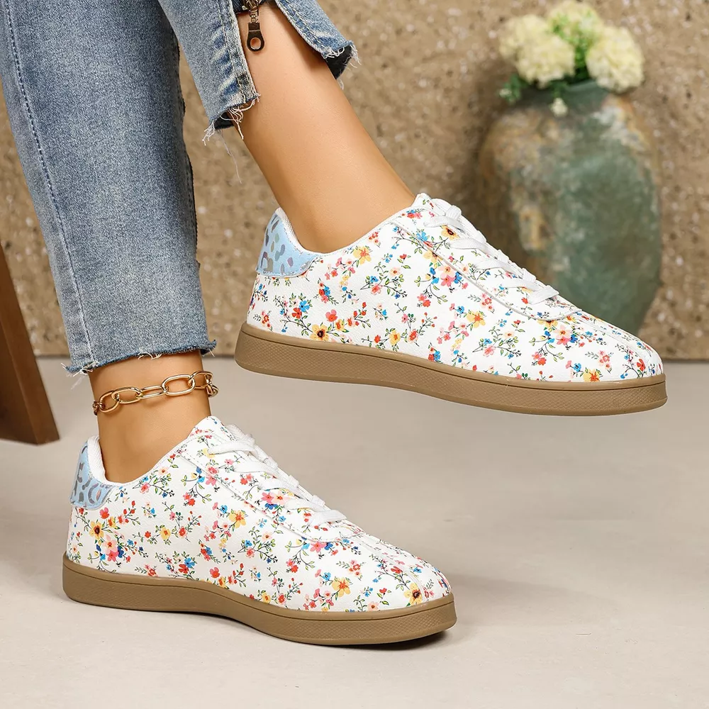 Floral Print Lace-Up Sneakers, image 3