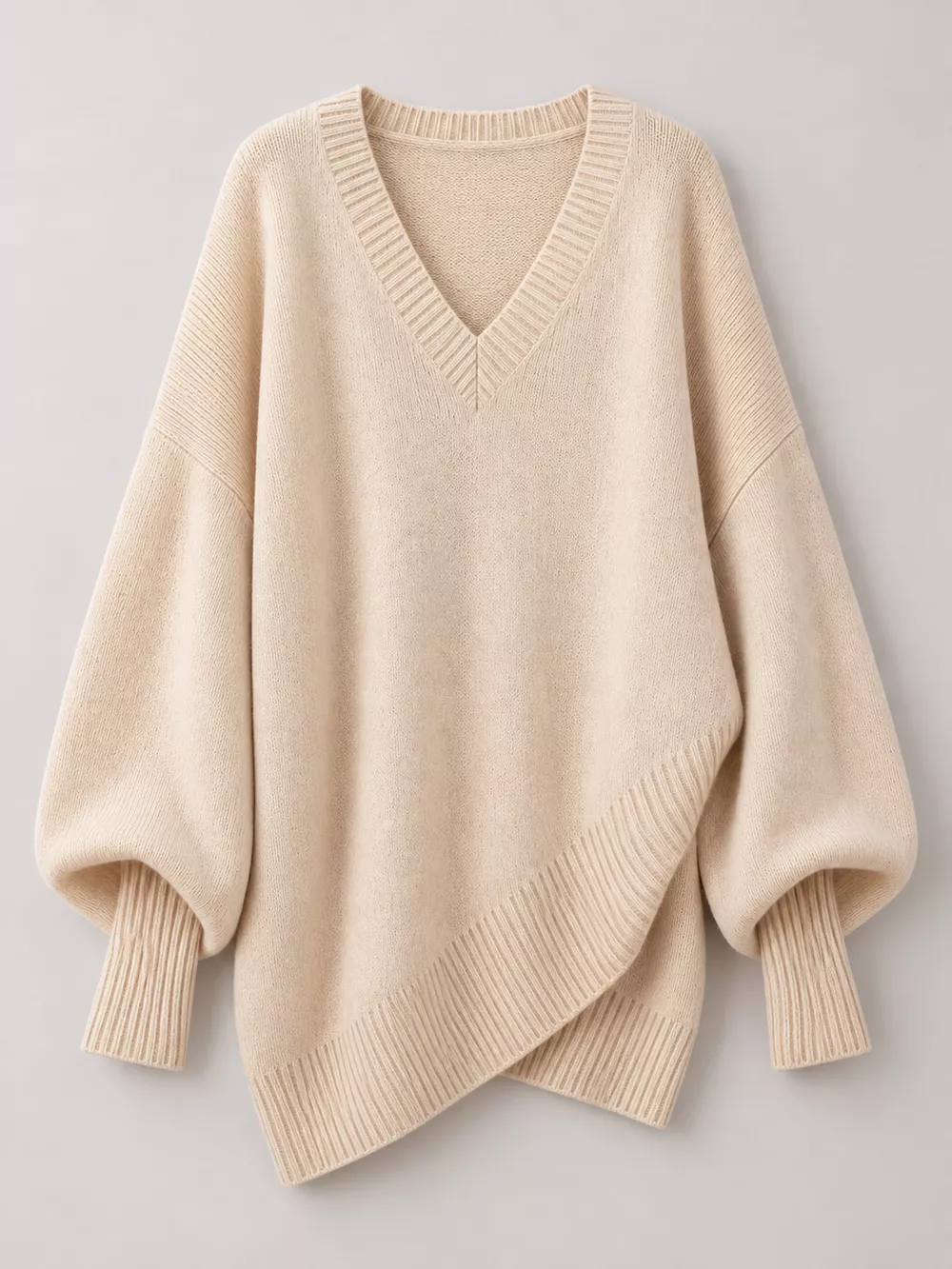 Full Size V-Neck Oversized Batwing Sleeve Sweater Plus Size, image 14