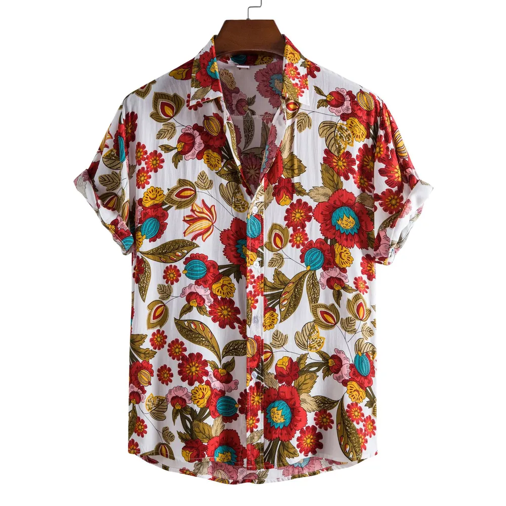 Men's Plus Size Button Down Tropical Floral Shirt, image 3