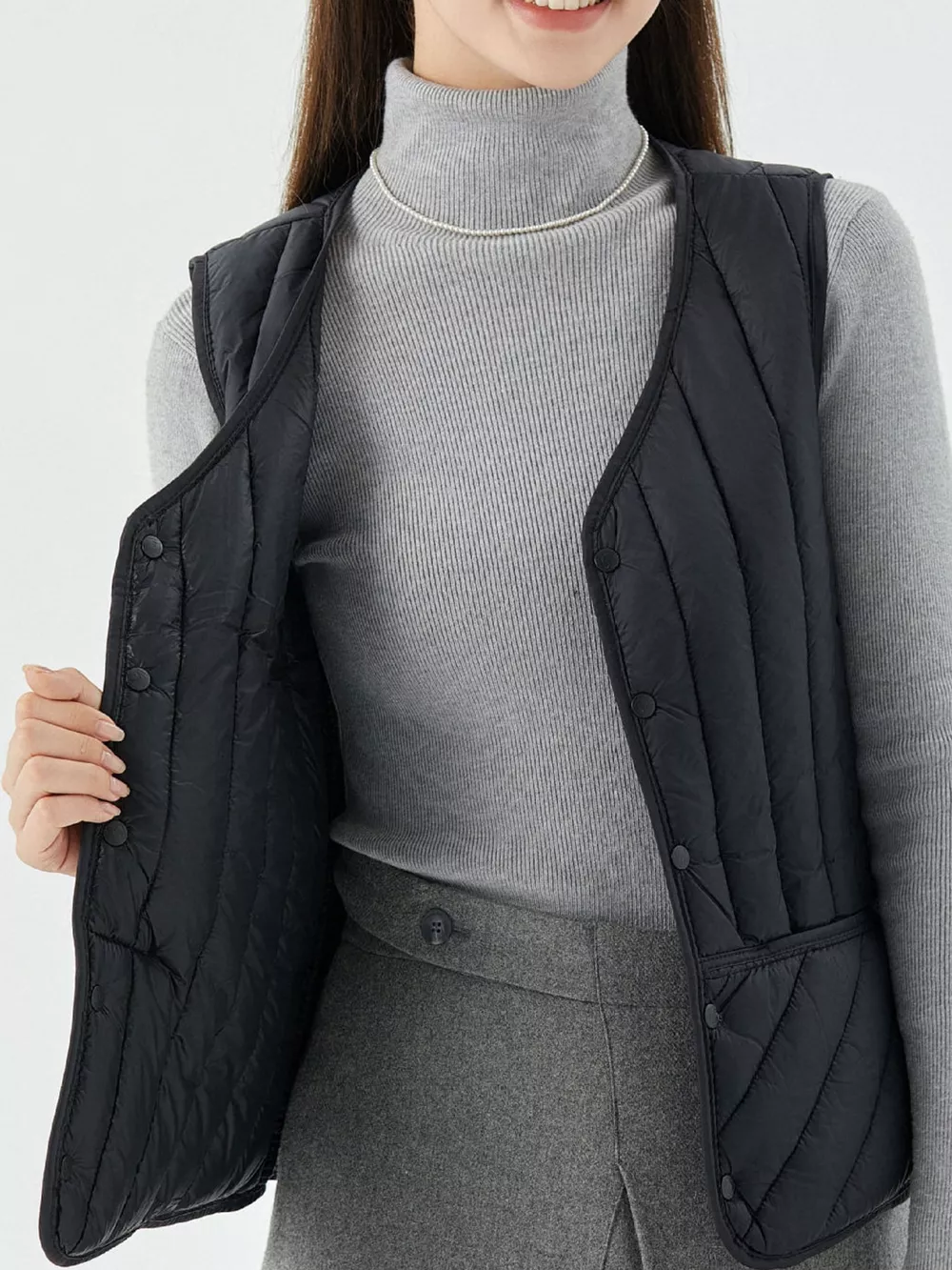 Full Size Quilted Button Up Vest Coat Plus Size, image 39