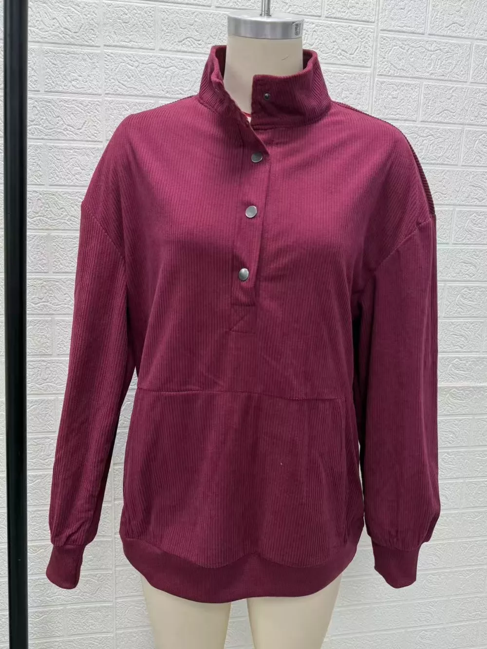 Full Size Quarter-Snap Sweatshirt with Kangaroo Pocket Plus Size, image 11