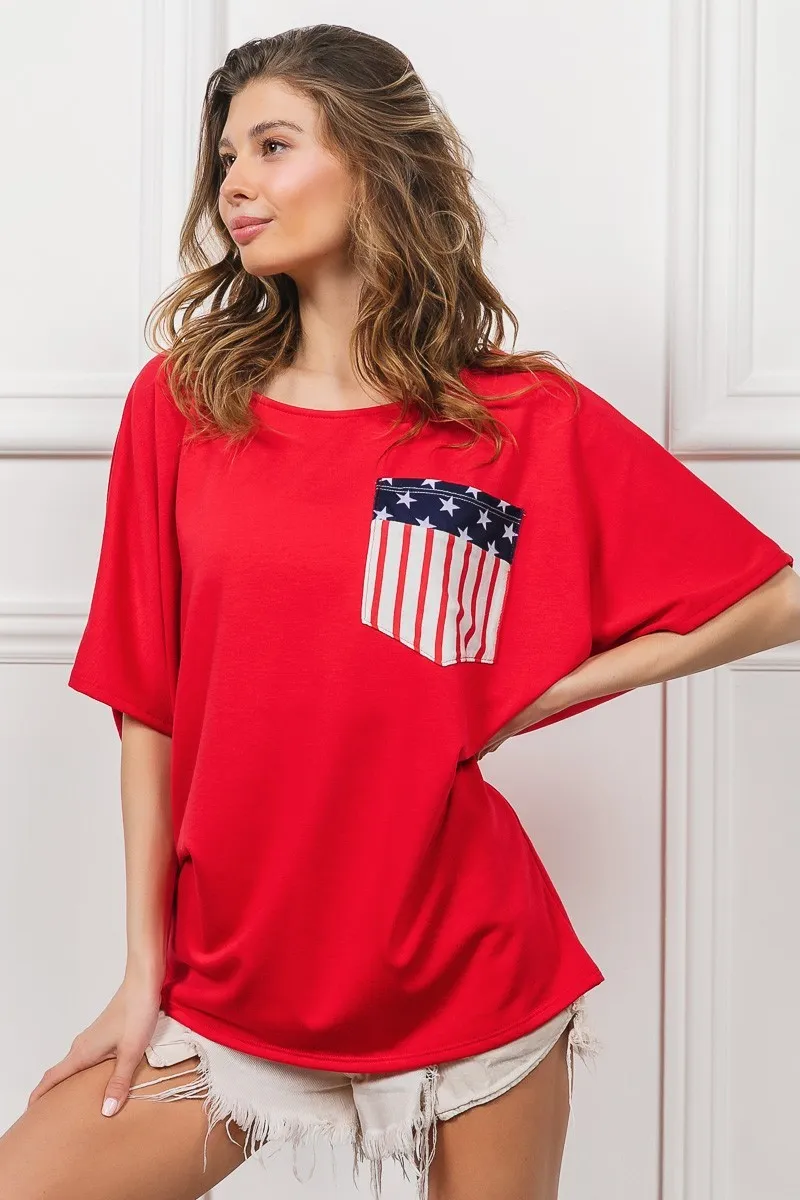 French Terry With Front Pocket Dolman Sleeves Top, image 5