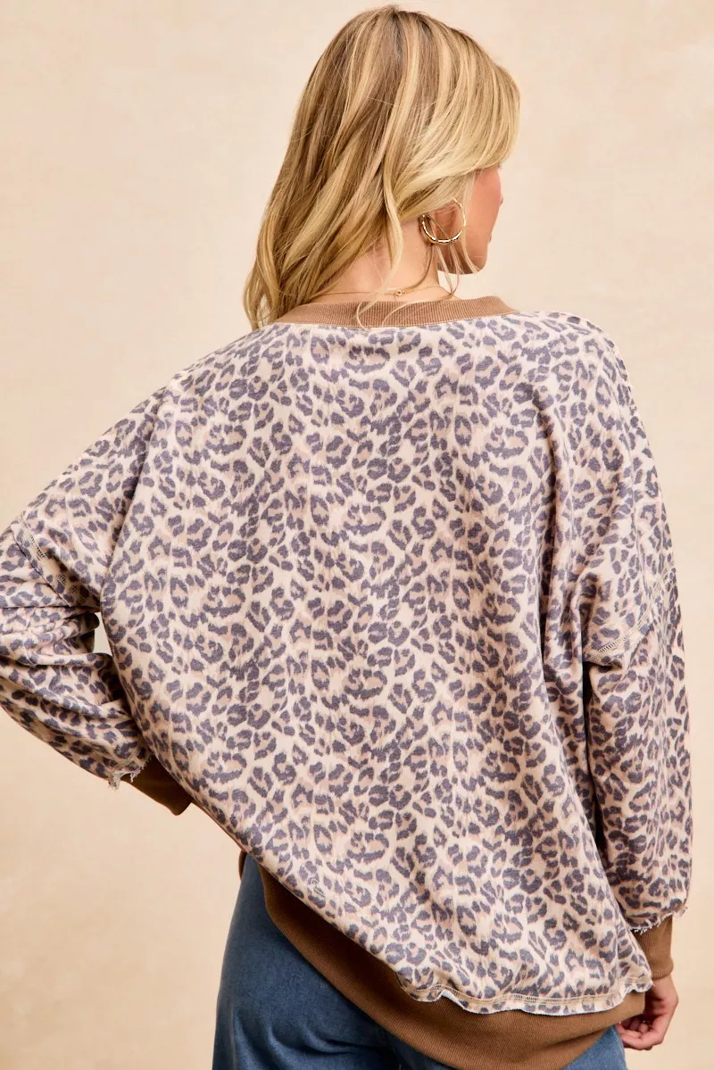 Leopard Printed French Terry Sweatshirt, image 5