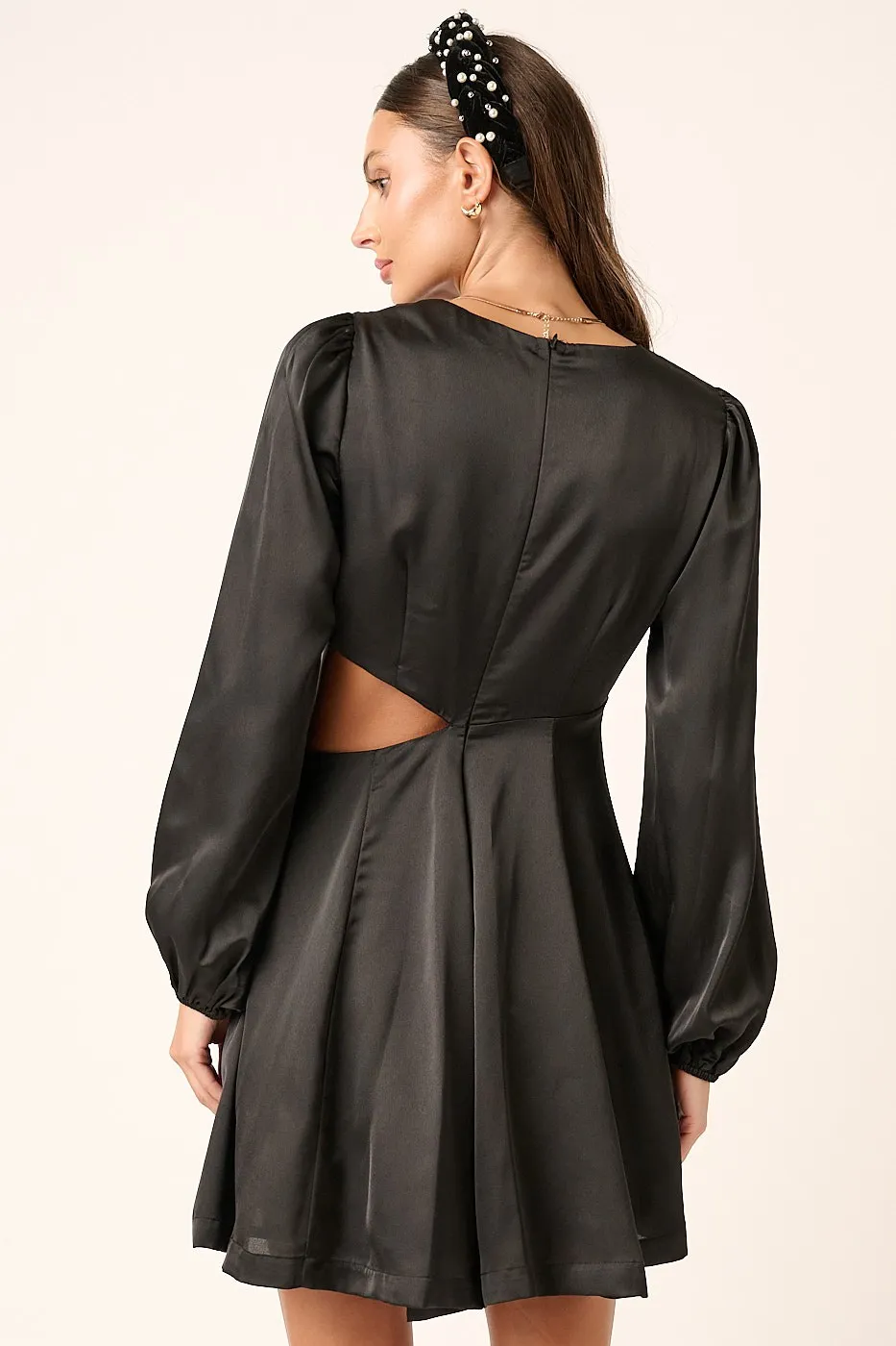 Satin Side Cutout Detail Mini Dress, image 5