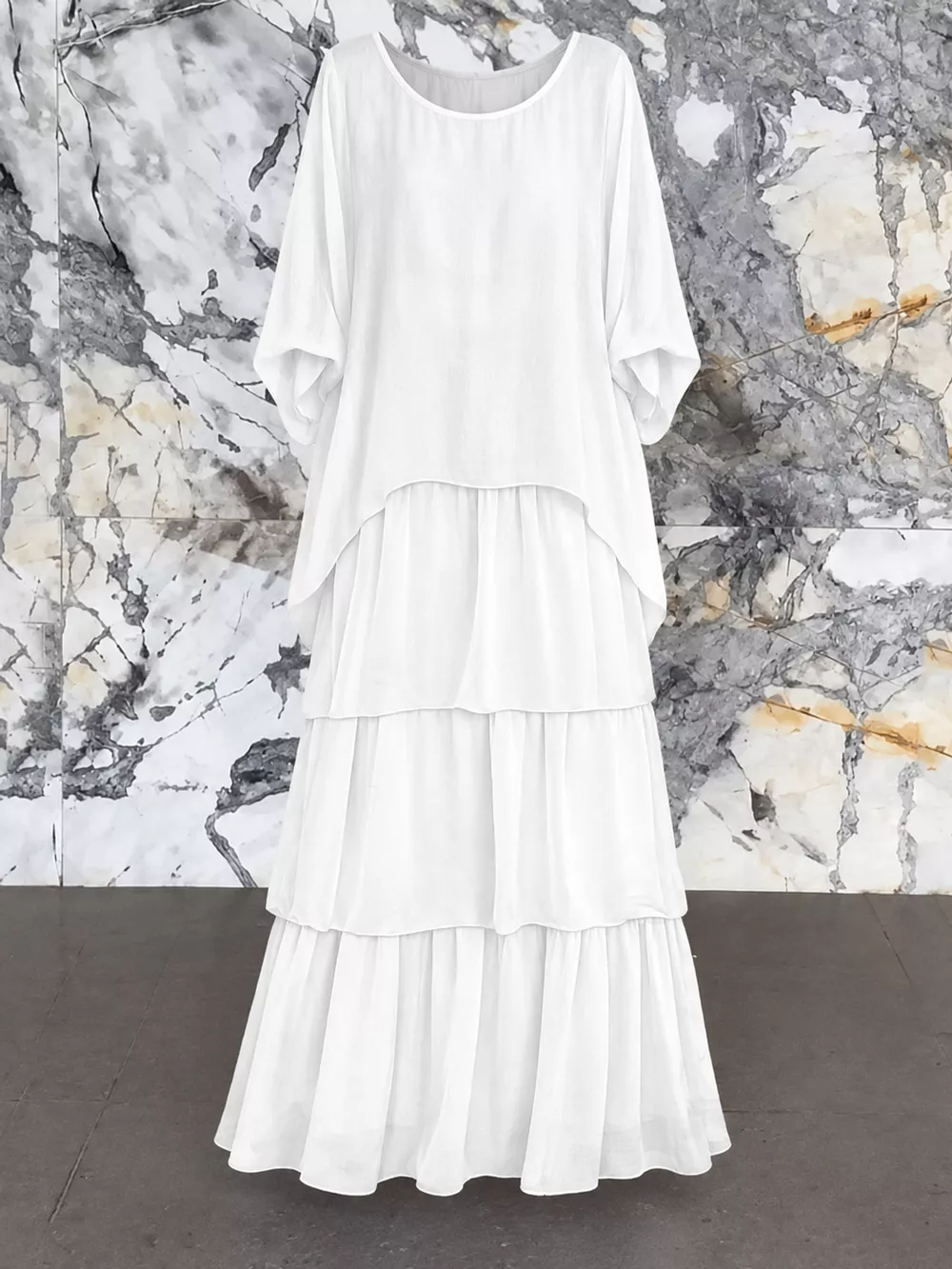 Full Size Layered Batwing Sleeve Maxi Dress Plus Size, image 28