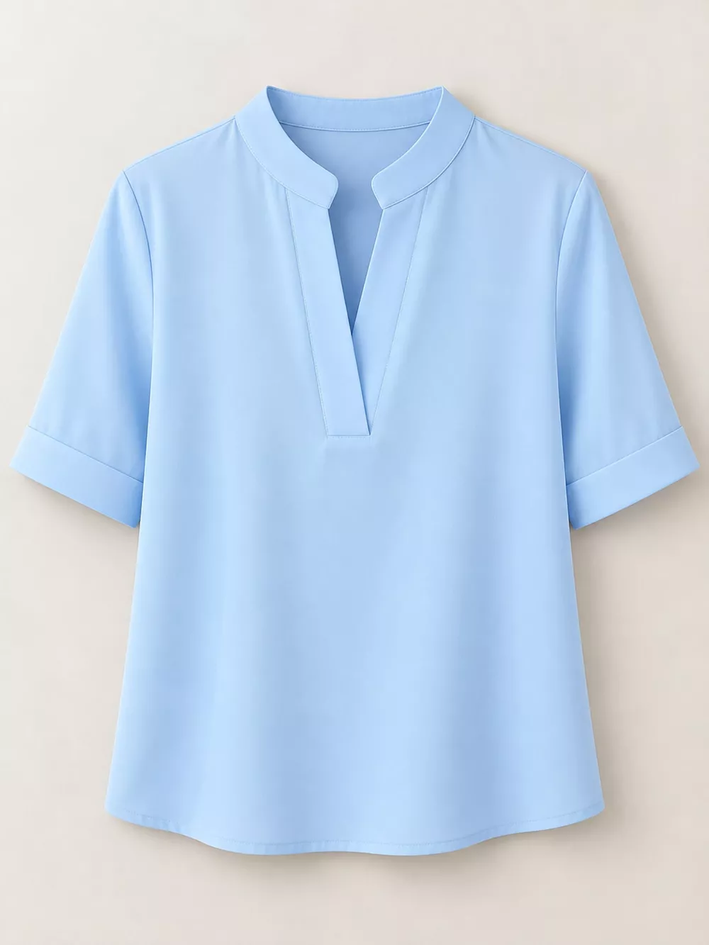Full Size Notched Short Sleeve Blouse Plus Size, image 4