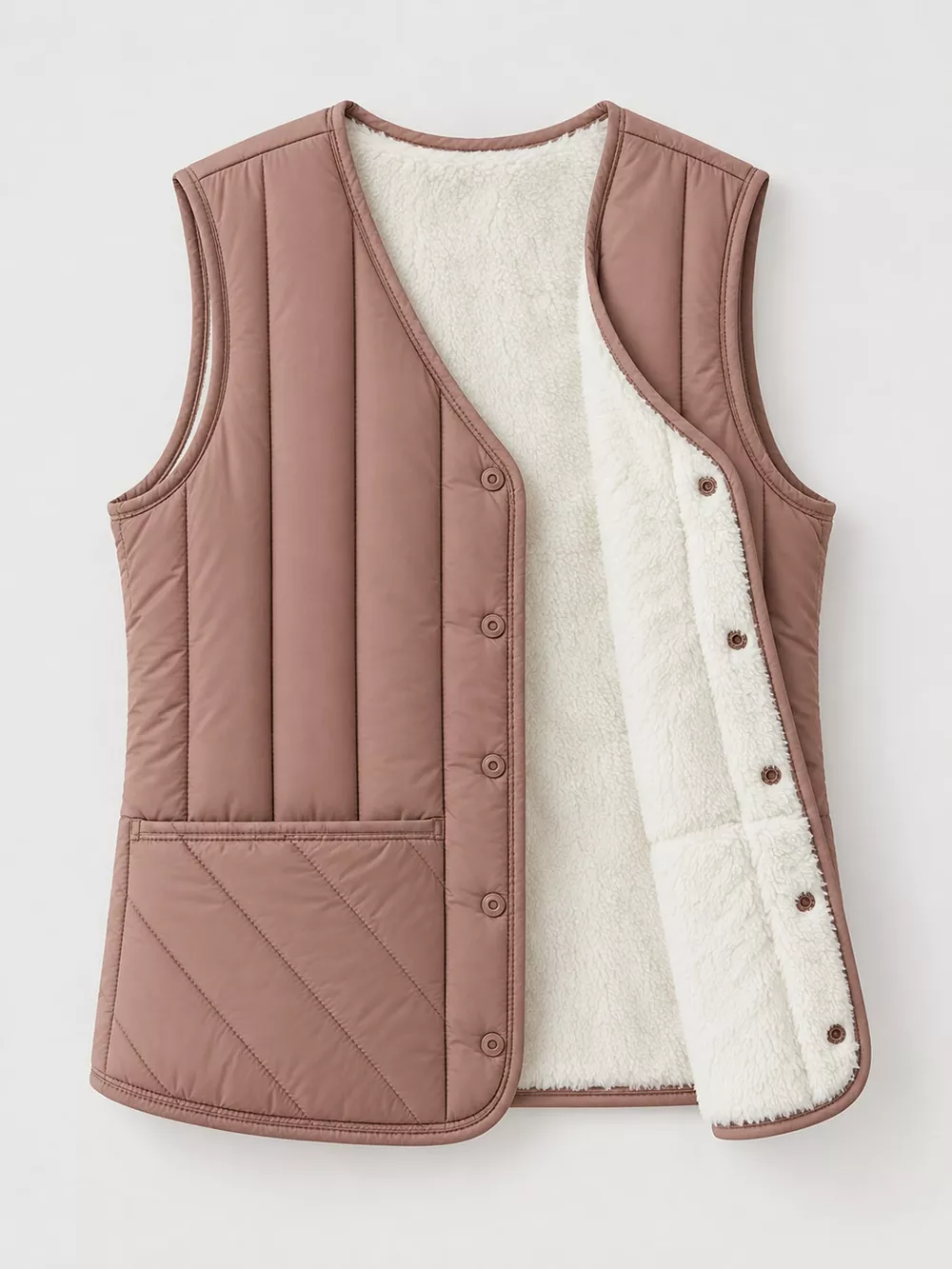 Full Size Quilted Button Up Vest Coat Plus Size, image 10