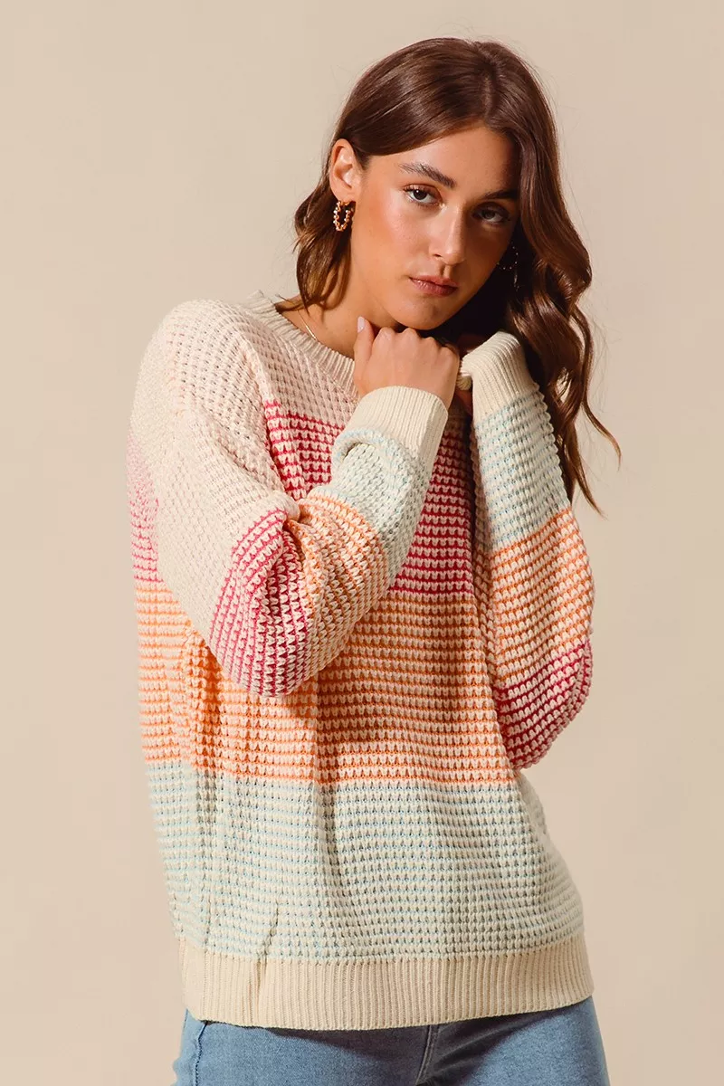 Multi Color Block Long Sleeve Sweater, image 6