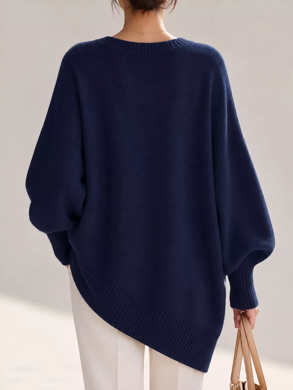 Full Size V-Neck Oversized Batwing Sleeve Sweater Plus Size, image 18
