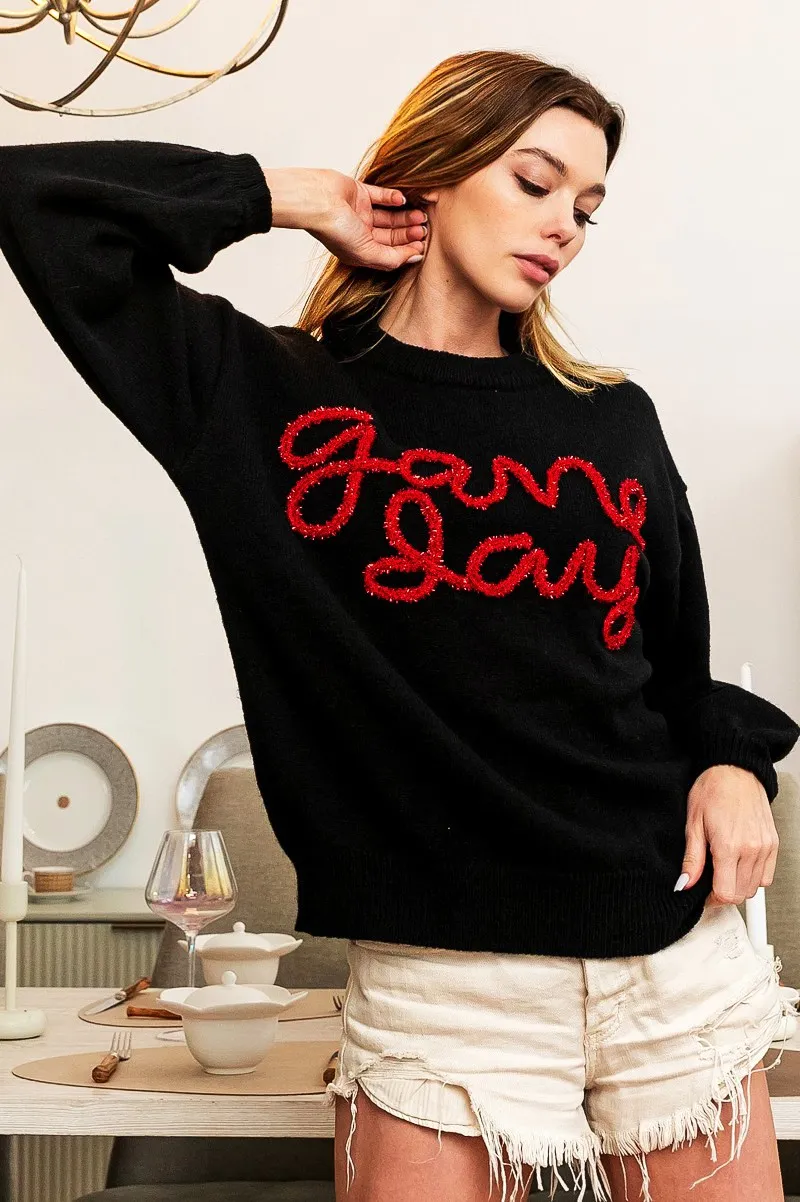 Game Day Metallic Letter Sweater, image 3