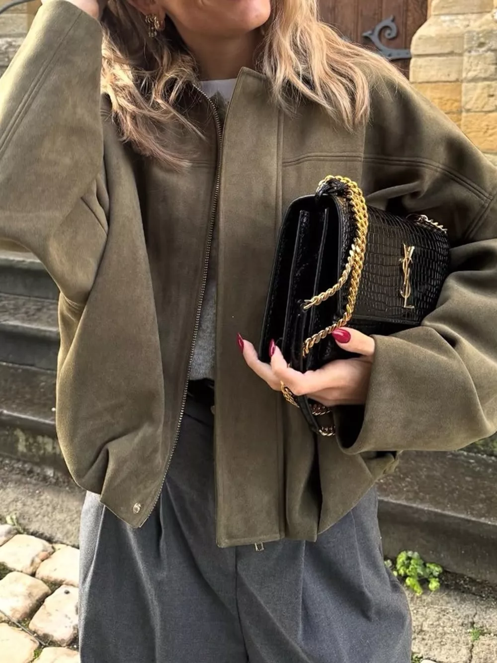 Elastic Hem Batwing Sleeve Jacket, image 21