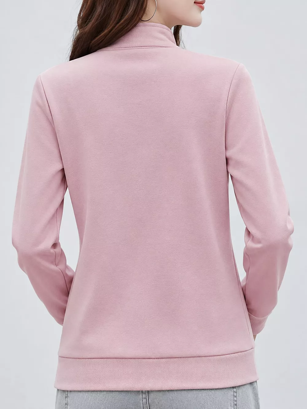 Full Size Stand-Collar Zip-Up Sweatshirt Plus Size, image 18