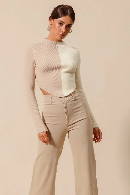 Color Block Fitted Crop Sweater Top, image 6