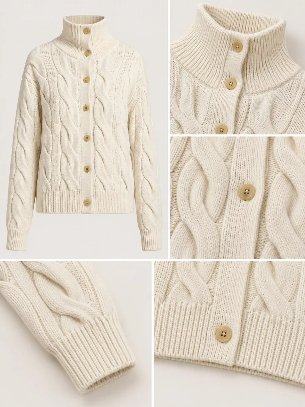 Cable Knit Button Up Cardigan, image 5