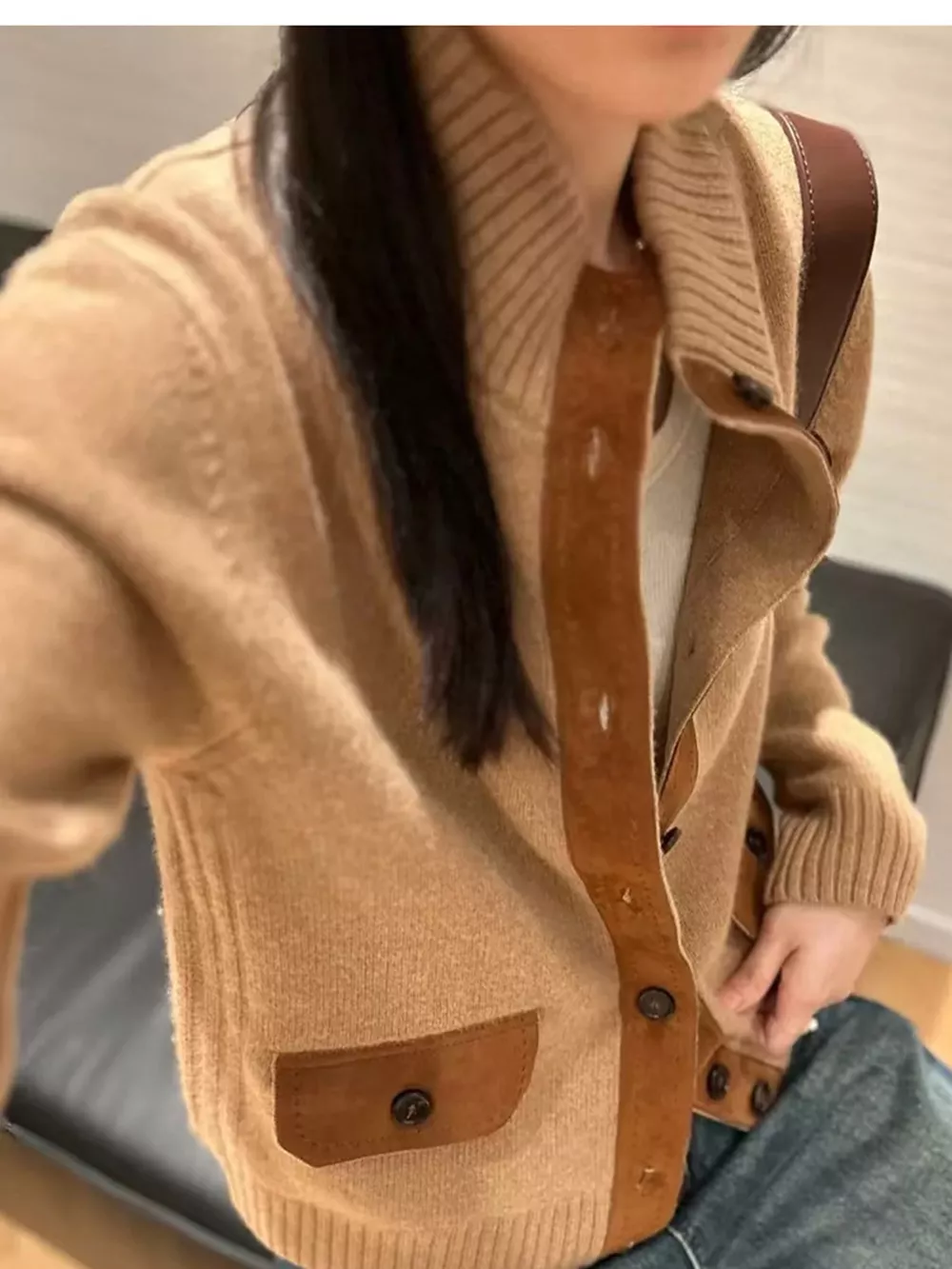 Ribbed-Knit Mock Neck Cardigan, image 6