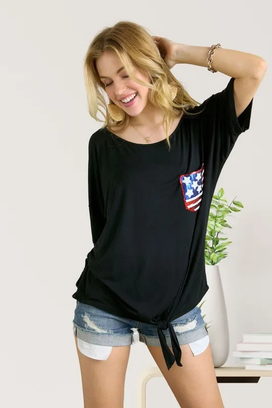 Sequin US Flag Pocketed Top, image 3