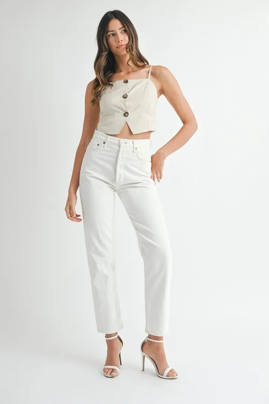Linen Mix Button Down Tank Top, image 5
