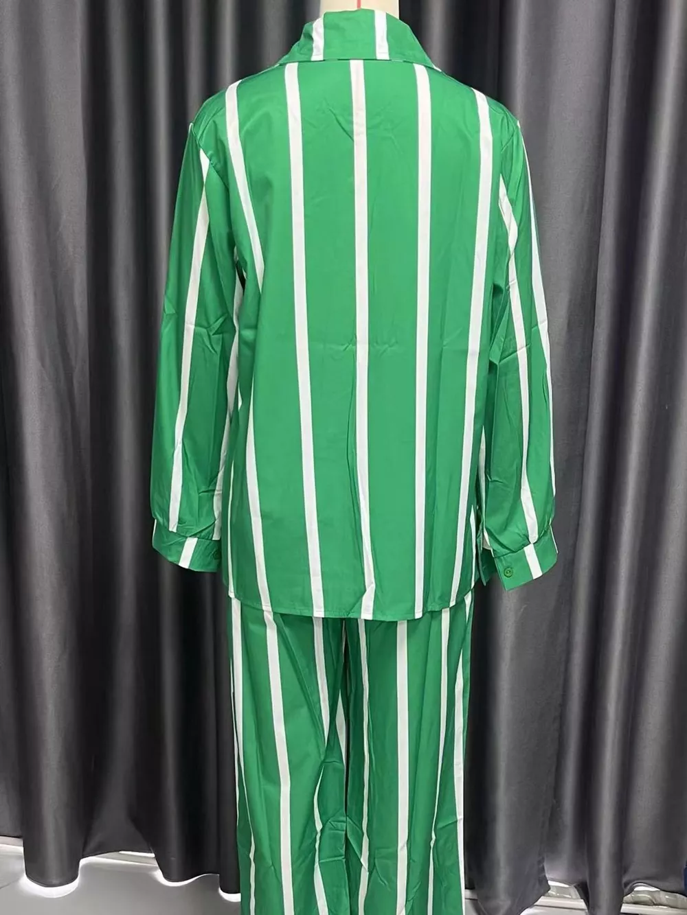 Striped Button-Down Shirt and Wide-Leg Pants Two-Piece Set, image 18