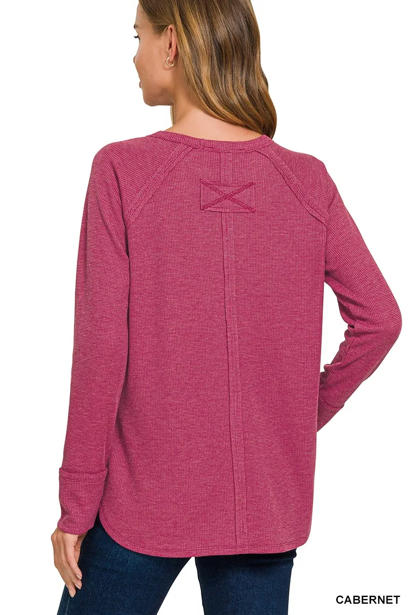 Zenana Baby Waffle Long Sleeve Top, image 3