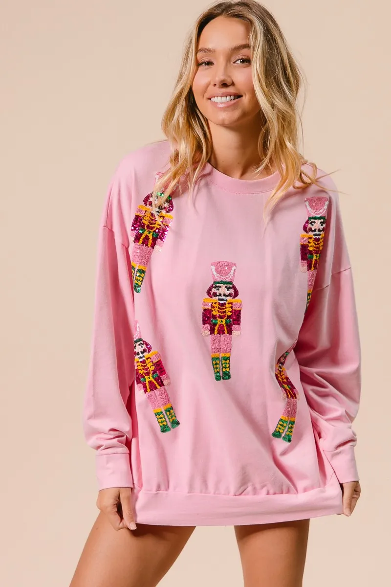 Sequin Nutcrackers Embroidery Christmas Sweatshirt, image 11