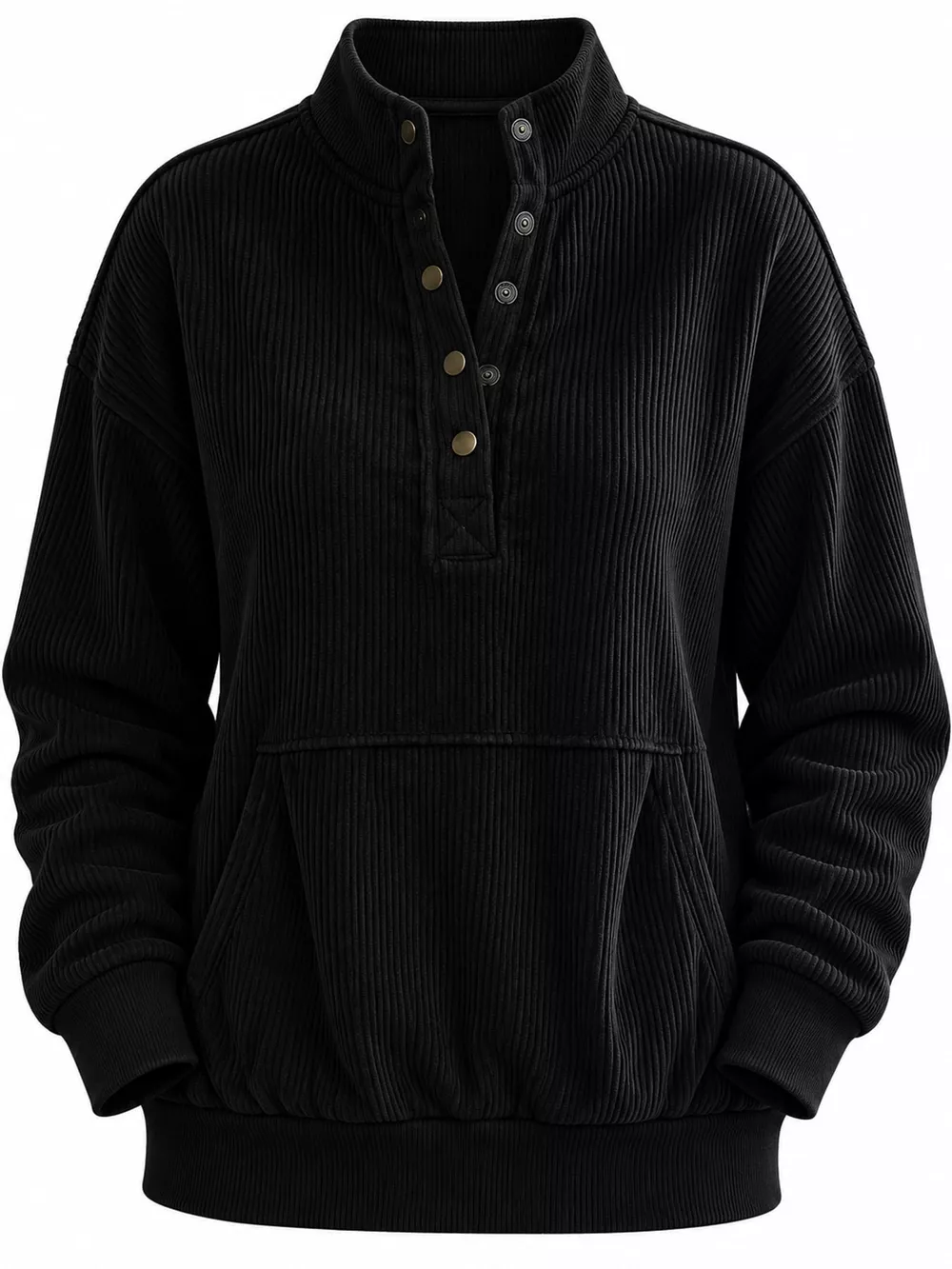Full Size Quarter-Snap Sweatshirt with Kangaroo Pocket Plus Size, image 6