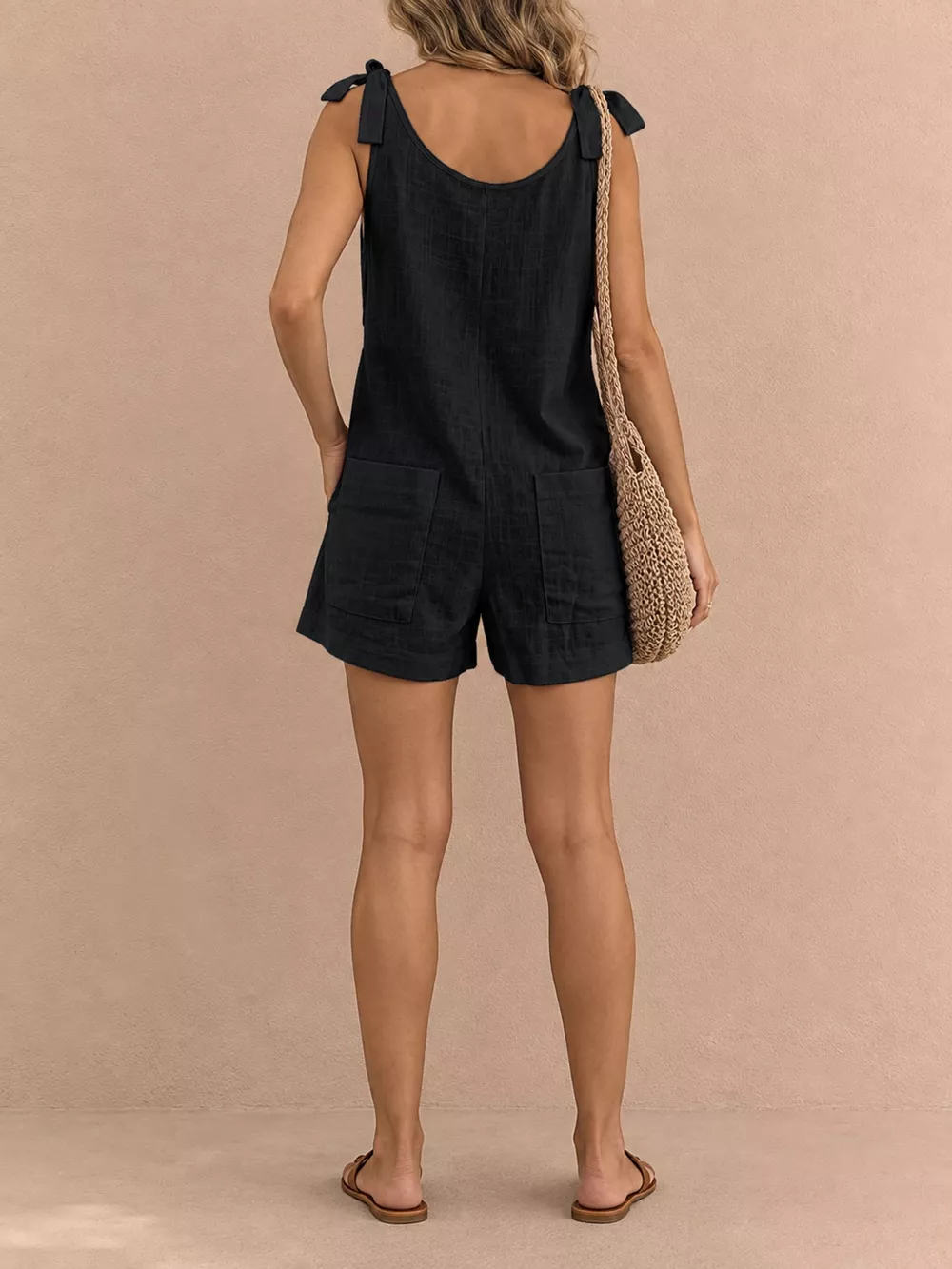Full Size Tie-Shoulder Romper with Pockets Plus Size, image 13