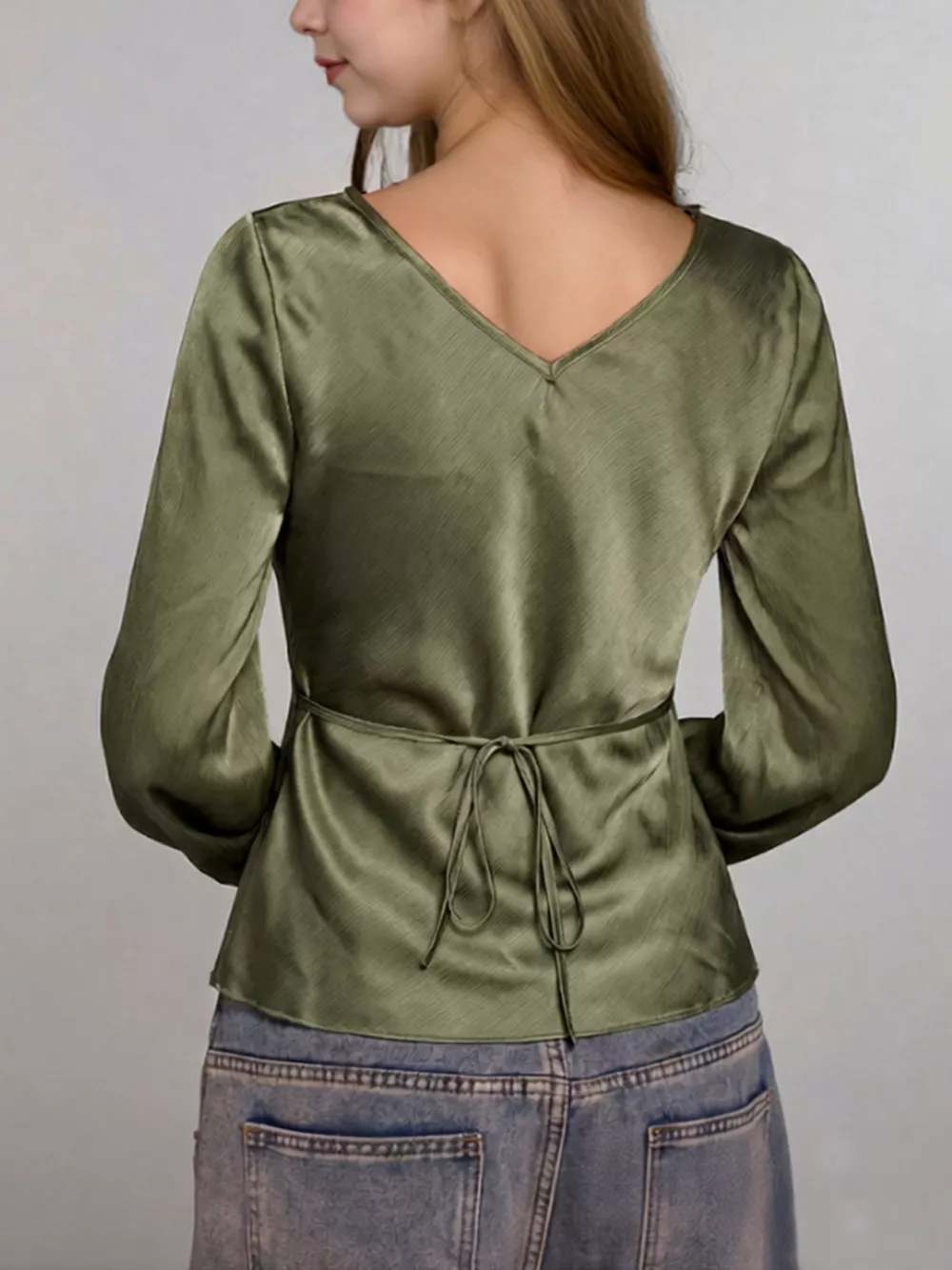 Satin Tie-Front Blouse, image 3