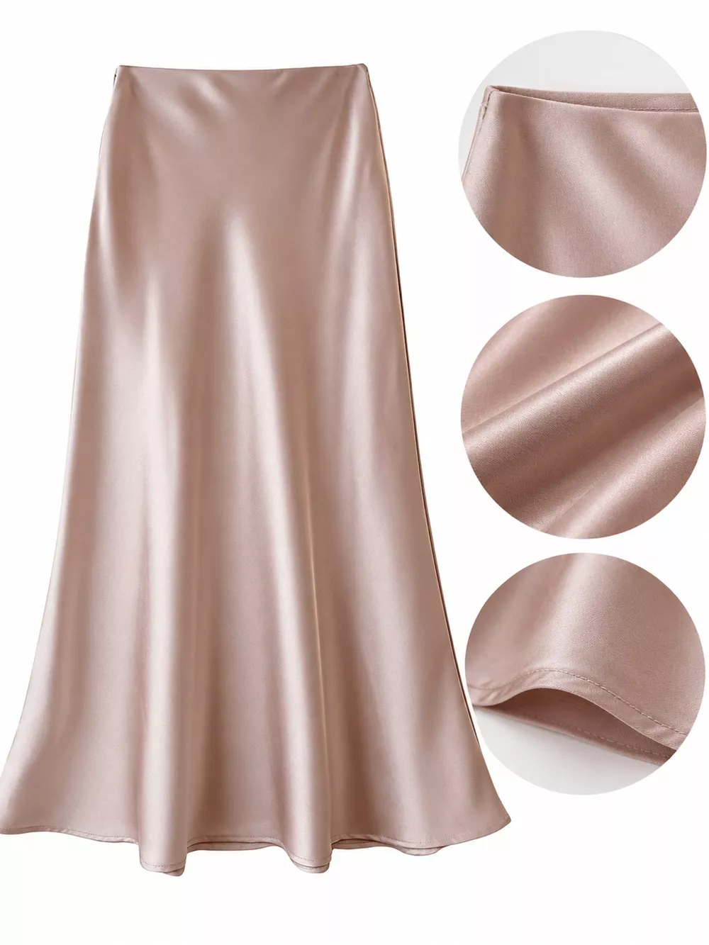 Full Size High-Waisted Satin Midi Skirt Plus Size, image 30