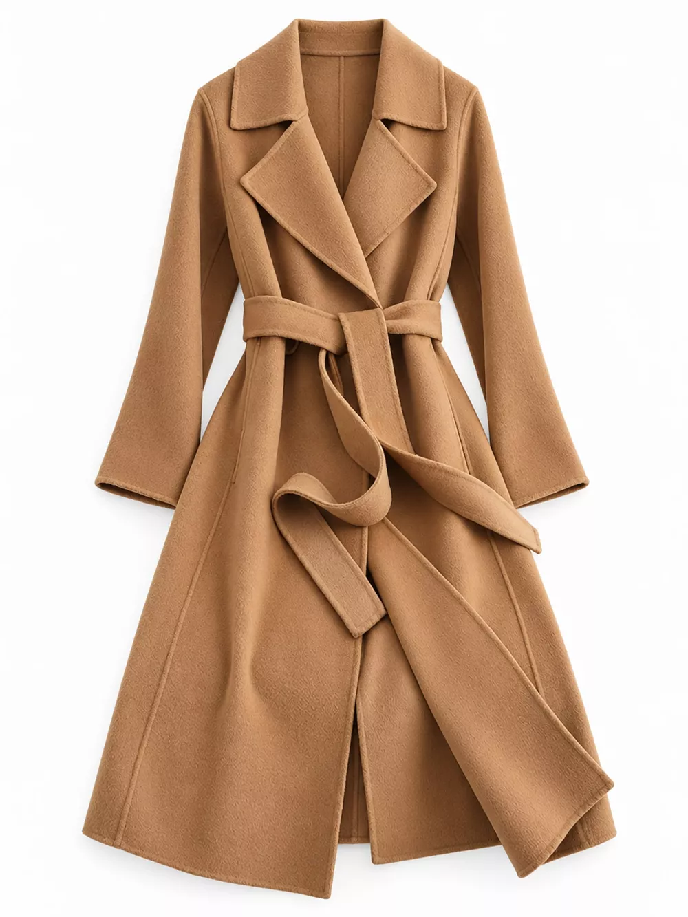 Longline Wool Coat with Waist-Defining Belt, image 6