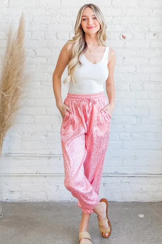 Satin Leopard Print Joggers, image 6