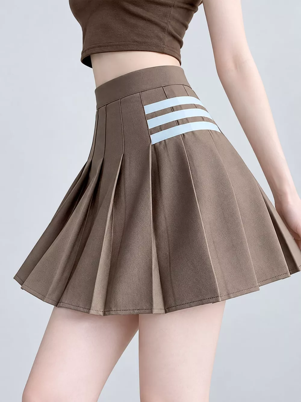 Contrast Stripe Pleated Mini Skirt, image 6