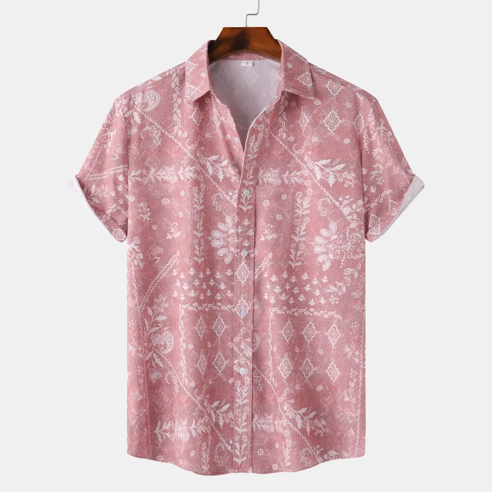 Men's Printed Short Sleeve Button-Up Shirt, image 7