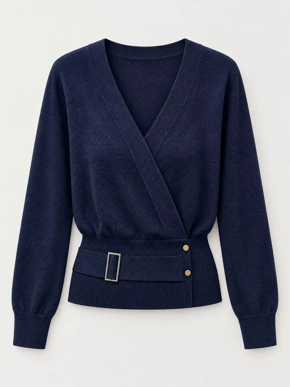 Surplice Elastic Waist Long Sleeve Knit Top, image 13