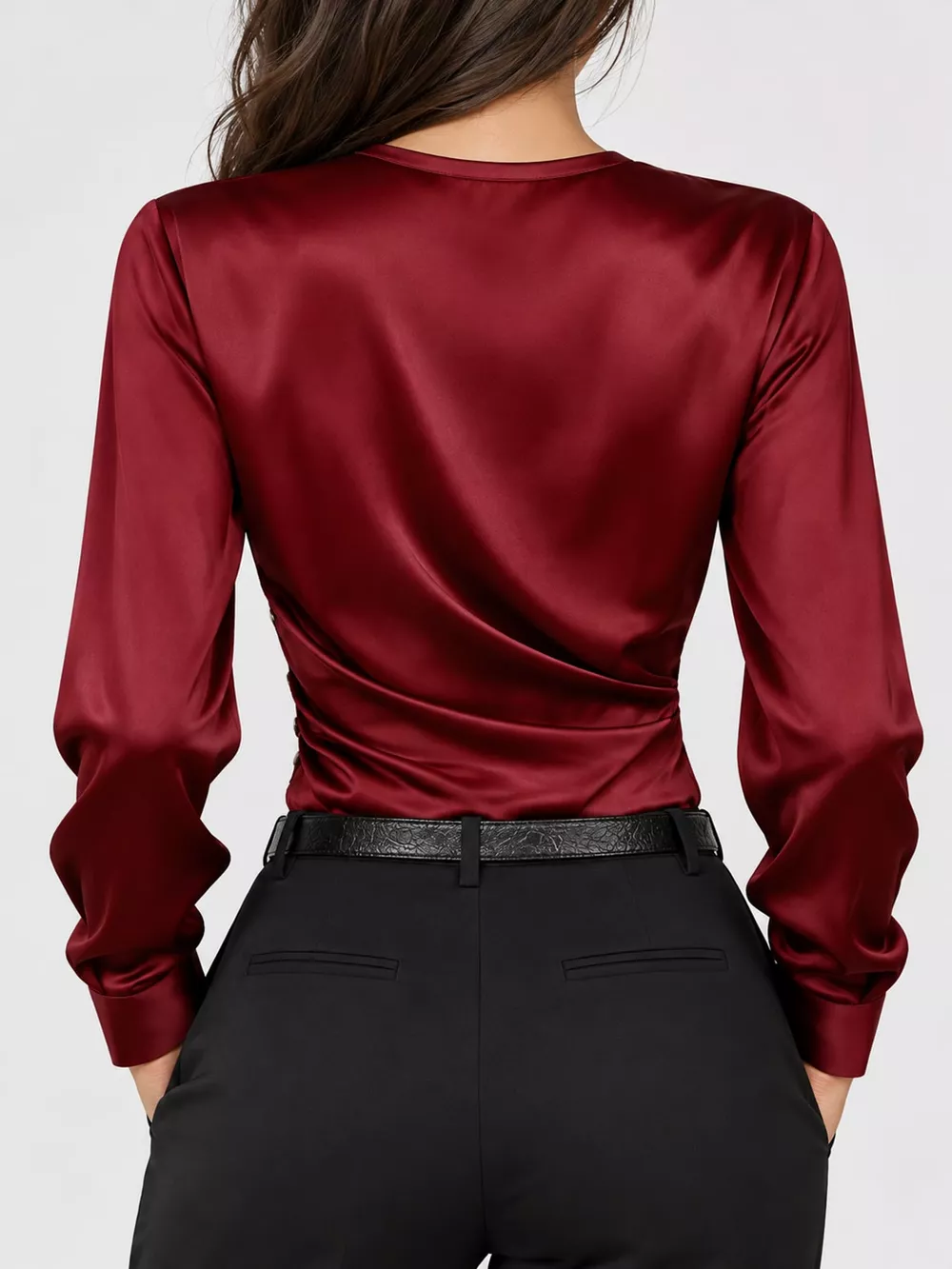 Satin Surplice Long Sleeve Blouse, image 16