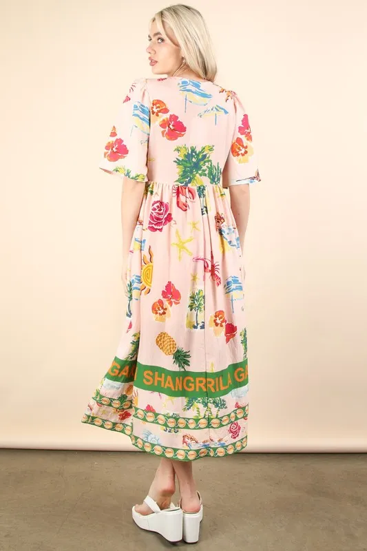 Button Down Printed Midi Dress, image 5