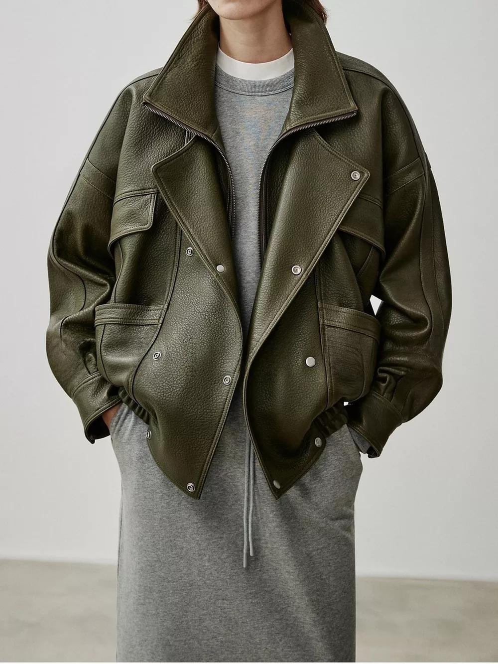 Snap Down Leather Jacket, image 20