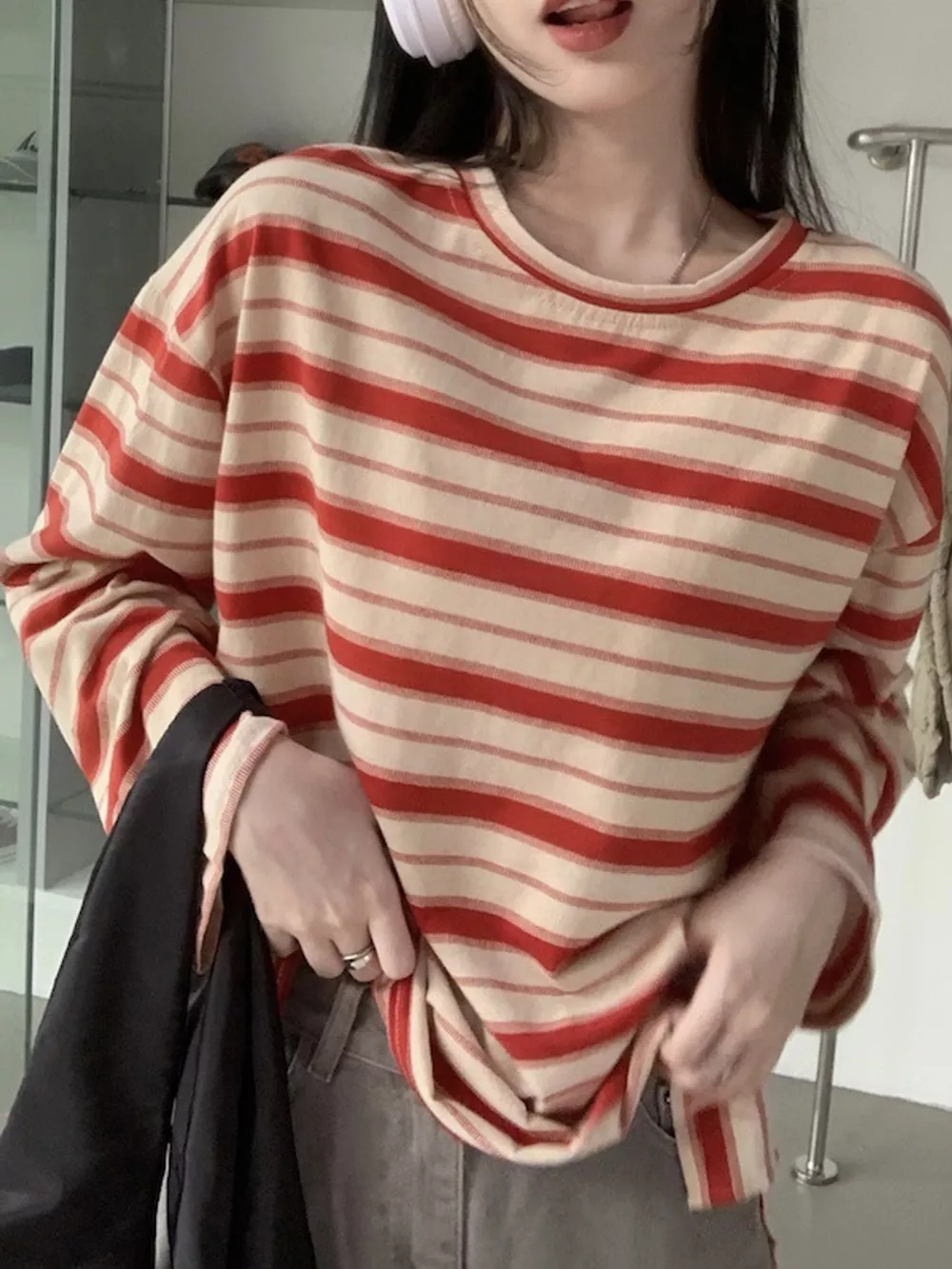 Oversized Striped Crew Neck T-Shirt, image 14