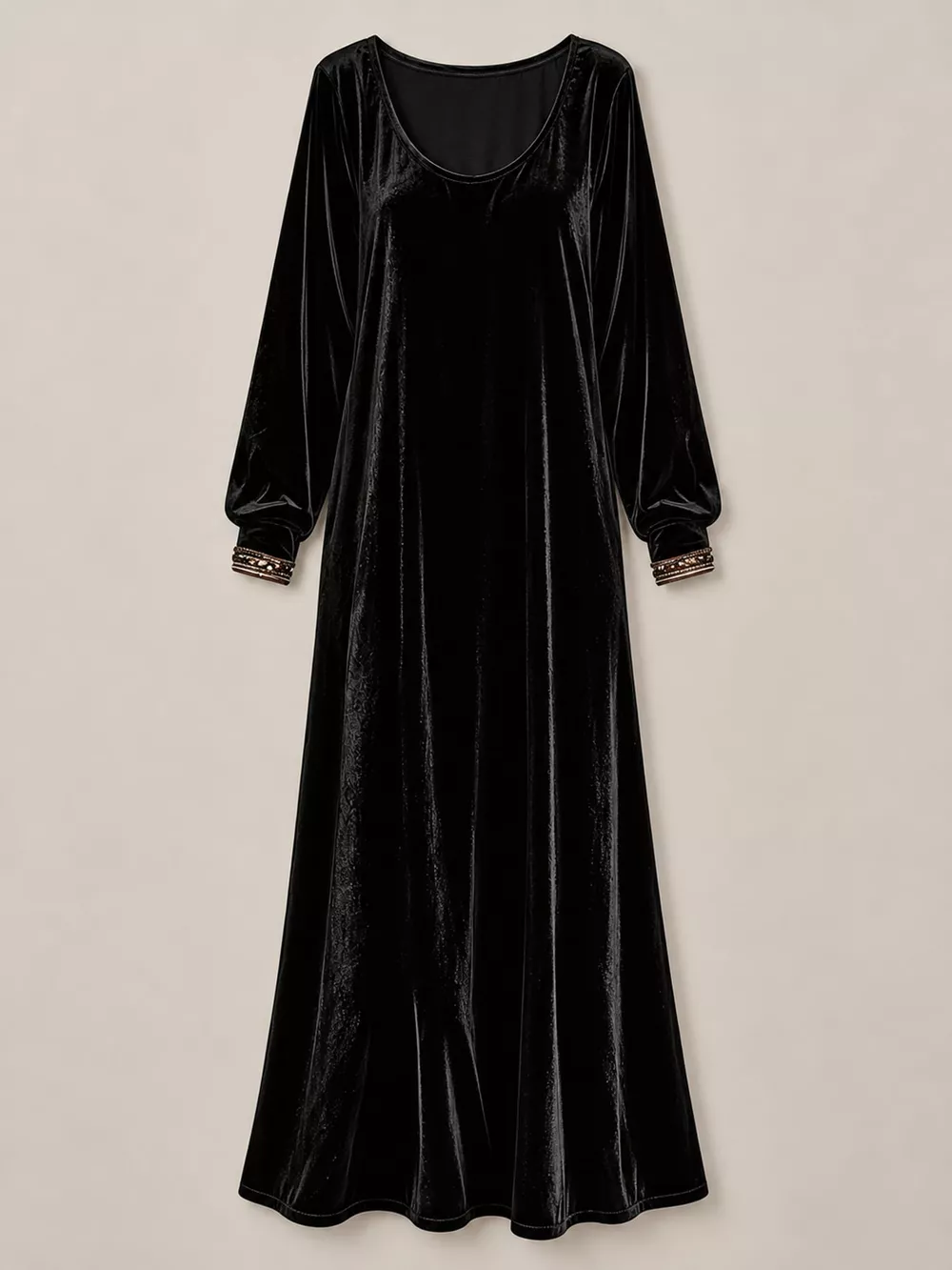 Velvet Long-Sleeve Maxi Dress, image 9