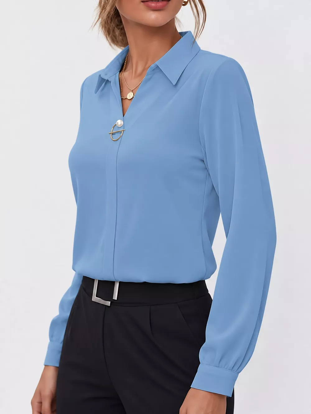 Long Sleeve Satin Blouse, image 41