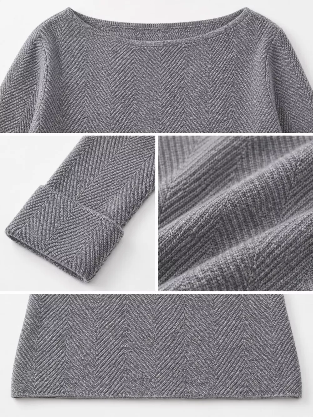 Herringbone Slim Fit Long Sleeve Knit Top, image 6
