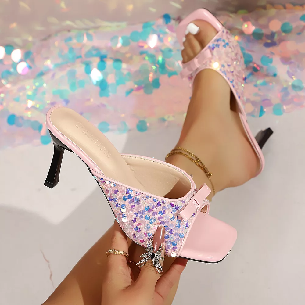 Open Toe Flare Heels Sandals, image 4