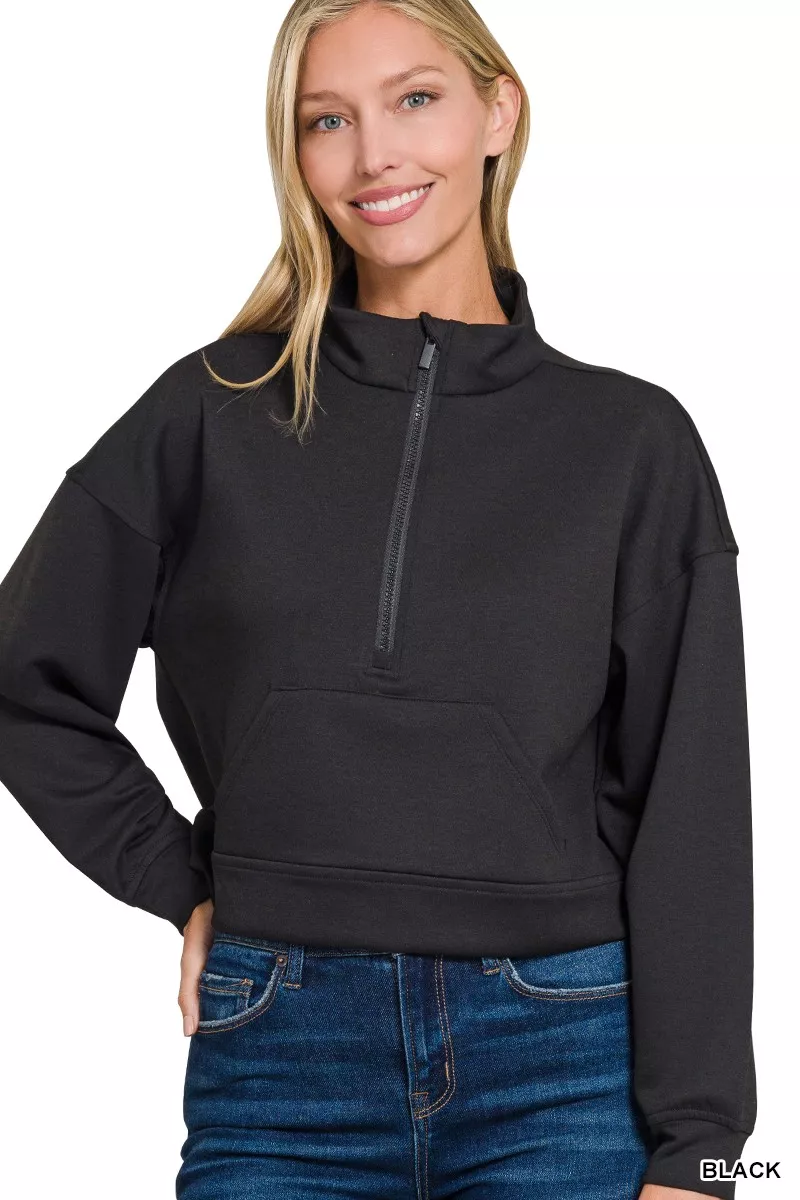 Scuba Half Zip Pullover With Kangaroo Pockets, image 2