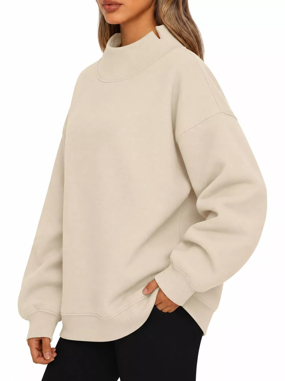 Oversized Mock Neck Long Sleeve Sweatshirt, image 11